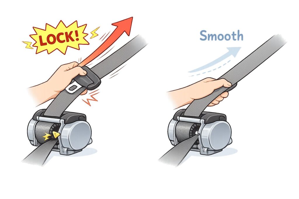 シートベルトのロックの様子